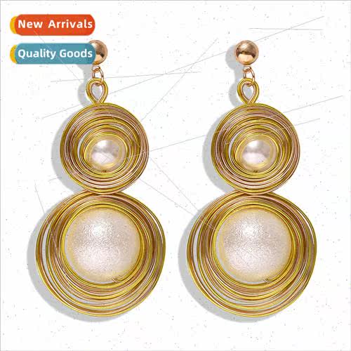 Europe creative copper wire winding circle earrings imation