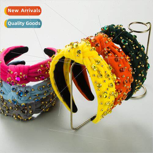 Europe new retro Cuban wide edge hair band velvet fabric dia