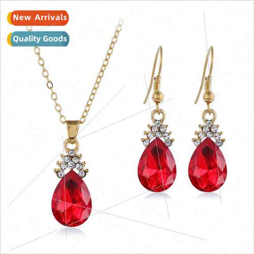 Style diamond gemstone set chain drop pendant earrings neckl