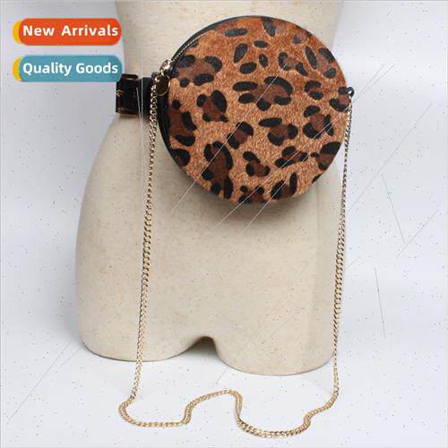 New chain Ms. belt round waist bag thin belt leopard waist p