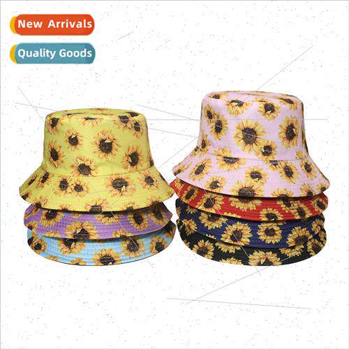 Hat female spring summer new double-sided pot hat flowers su