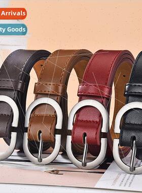 Hundreds double D buckle ladies belt black simple men women