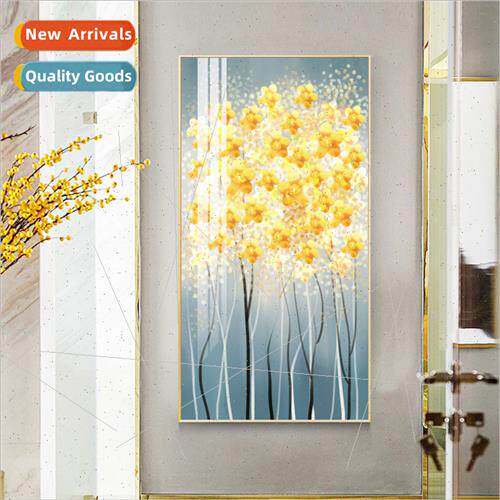 Stick drill painting DIY living room vertical golden flowers