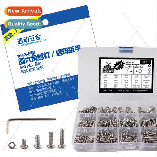 500pcs boxed-304M3-M5 half-round head flat round head hexago