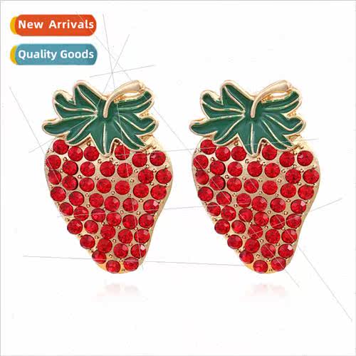 Rustic diamond earrings fru strawberry oil drop earrings tem