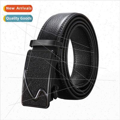 Men belt PU frosted automatic buckle leisure belt lychee gra