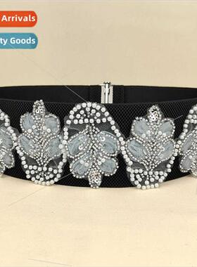 Fashion flower decorative elastic waistband women dress sub