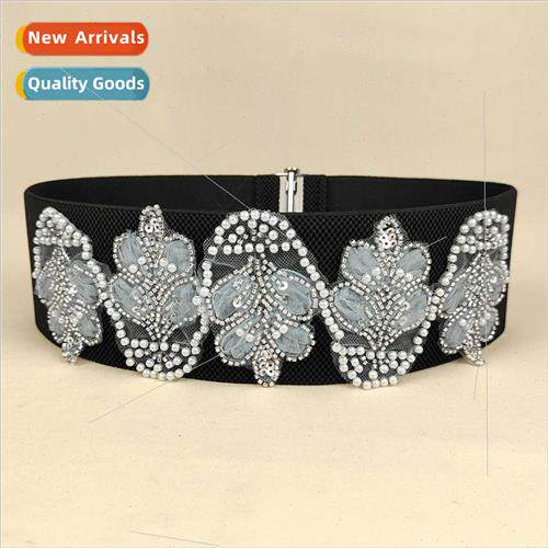 Fashion flower decorative elastic waistband women dress sub