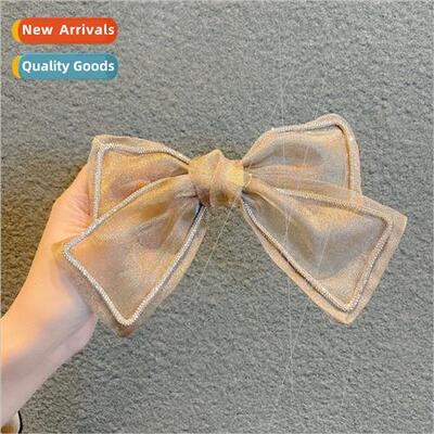 Korea East big organza bow hair clips female back head rhine