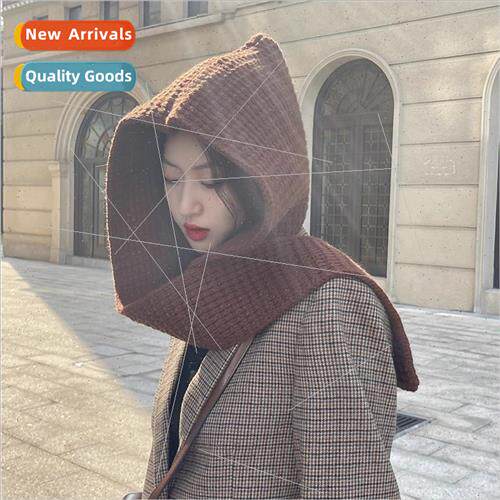 Hat scarf all-in-one new take outside fall winter women knte