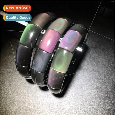 Natural obsidian rainbow eye hand row bracelet counter  jewe