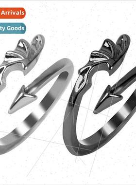 Personalized Couple Ring Angel Devil Wings Adjustable Open R