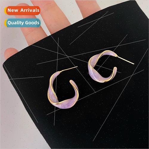 2020 new wind chime purple earrings female retro sense earri