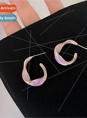 2020 new wind chime purple earrings female retro sense earri