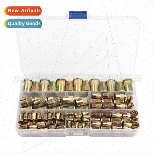 175PCS Flat Head Vertical Rivet Nuts Boxed Color Plated Zinc