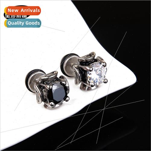 Retro black diamond earrings men earrings Korean  cross wh z