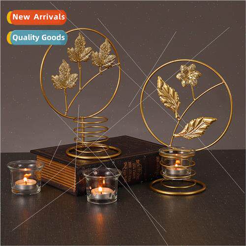 Scandinavian iron candlestick ornaments gold leaves decorati