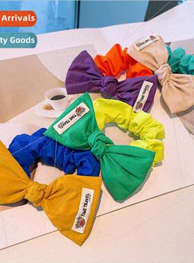 Korea fluorescent hair rope color blocking bow hair ring col