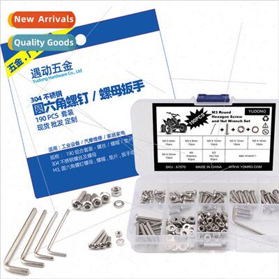 304 190pcs boxed M3 half-round head flat round head hexagon