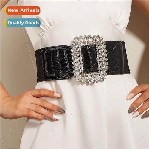 Europe ladies wide belt Korean fashion retro elastic elastic