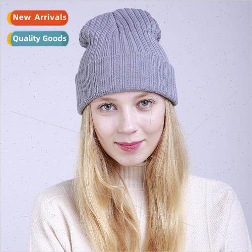 New autumn winter solid color straight stripes rolled edge d