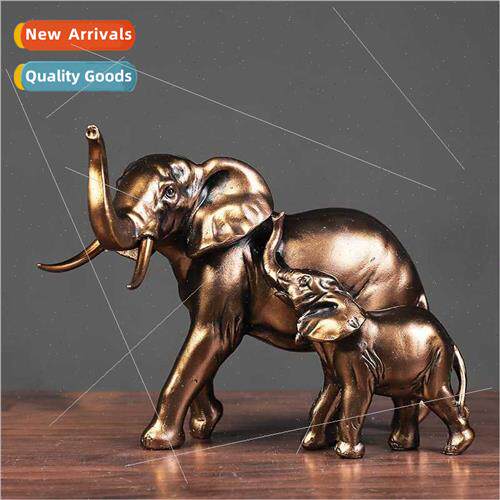 Resin American vintage mother son elephant ornament wine coo