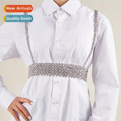 Pearl waistband strappy chain female decorative shirt skirt