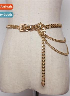 Europe runway  2019 retro metal chain belt thick waist chain