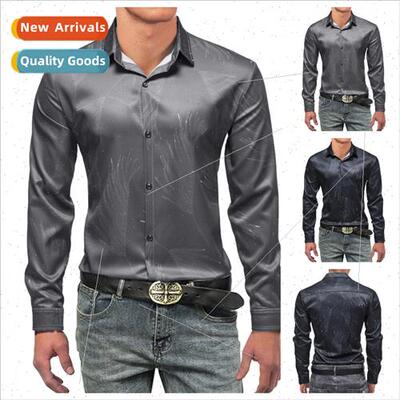 2022 spring new men shirts business men shirts men draped fe