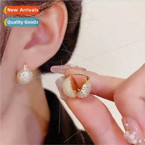 zirconia pearl earrings double-sided fashion exquise small e