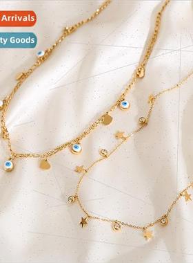 Europe stars rhinestones tanium steel necklace female exquis