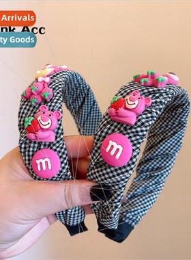 Dongdaemun small cute fat intestines plaid hair bands strawb
