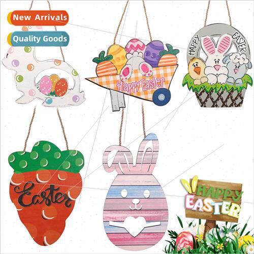 new Easter wooden pendant home decorations eggs wooden sign