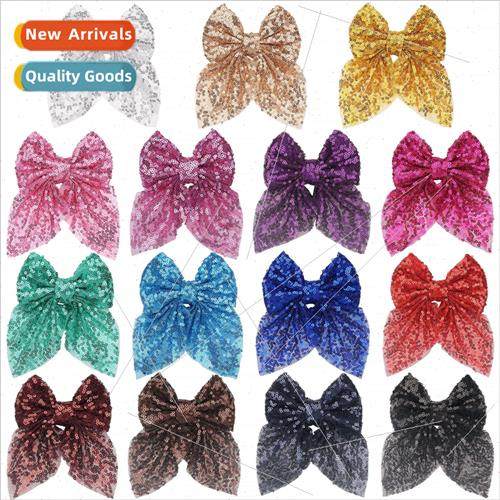 Sequins big bow hair clips Korean sweet super fairy ribbon h