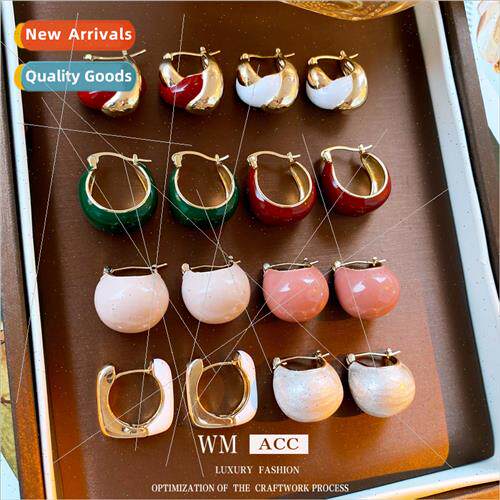Drip Oil Circle Earring Buckles mple Peplum Earrings che Min