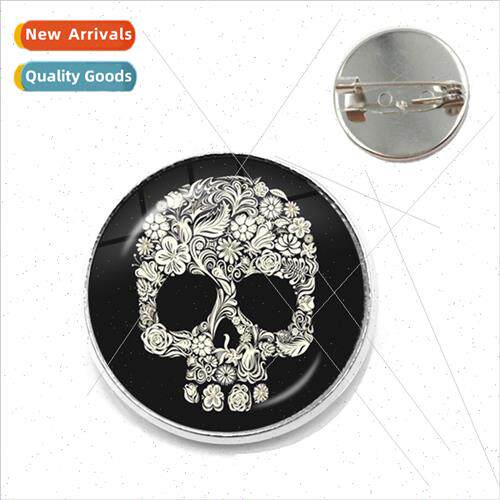 Europe Uned States Halloween brooch skull time gemstone badg