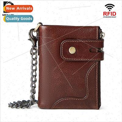 RFID anti-theft brush wallet leather bag multifunctional buc