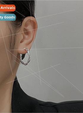 Metal braided twist earrings female Korea ins geometric circ