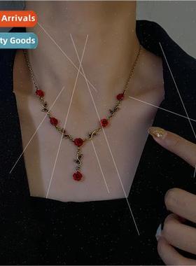 Fashion Rose Flower Leaf Necklace Collar Chain che Vintage N