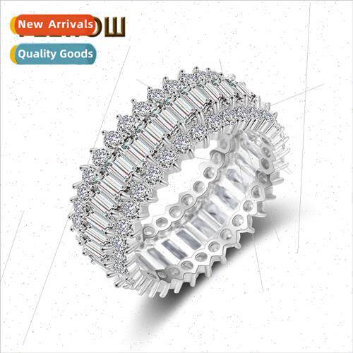 Fashion Three Rows Full Diamond Ring Korea Zirconia Wedding