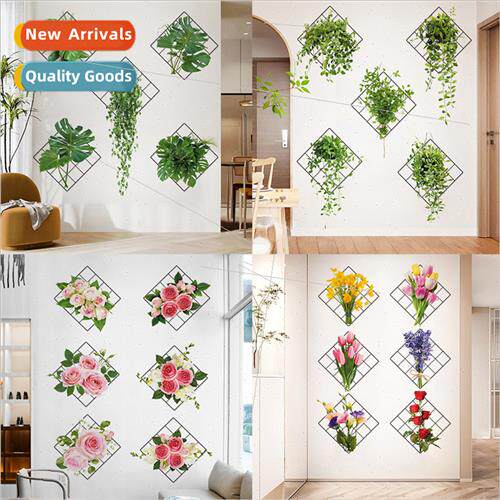 New iron fresh hanging basket green leaves peony flowers wal