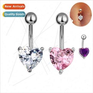 Basic Zirconia Belly Button Europe Ring Heart