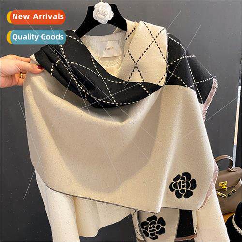 2023 small fragrant wind camellia imation cashmere scarf fem
