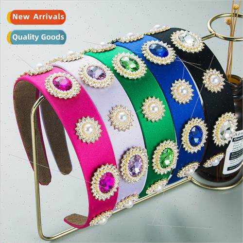 Hair bands niche pearl crystal glass drill headband female p