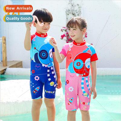 Childrens swimsus boys one-piece flats short-sleeved teenage