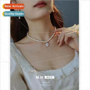 pendant necklace female Natural niche bow delicate swe pearl