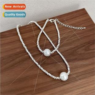 lver che Pearl Women Gent Necklace Crushed