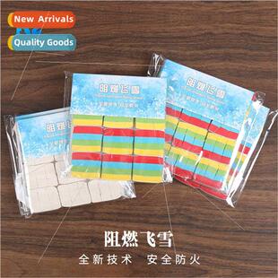 Small particles flying snow in palm flame retardant snow sno