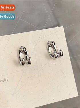 Koreadouble line back hanging light bead earrings female tid