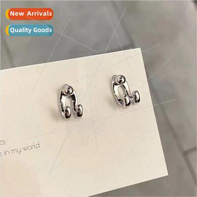 Koreadouble line back hanging light bead earrings female tid